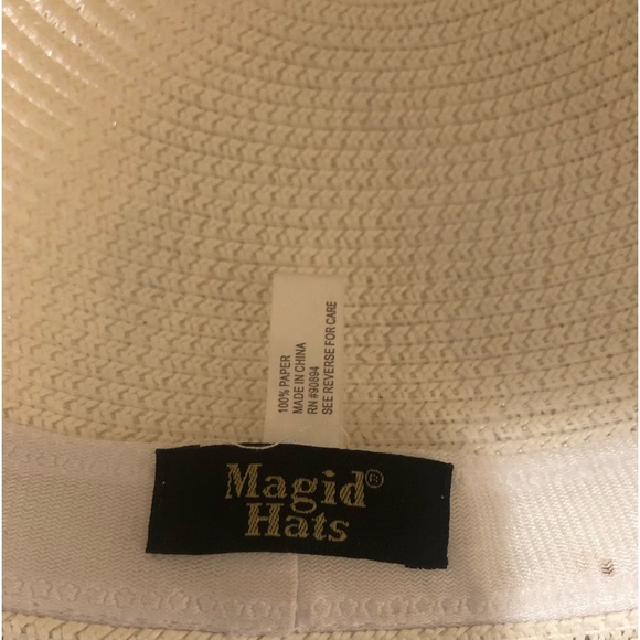 Magid Woven Sun Hat Two-Tone Paper Straw Black and White Bow - Picture 5 of 5